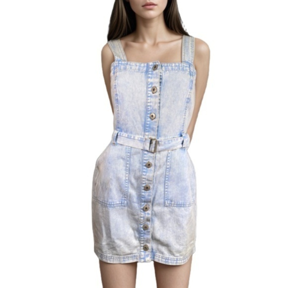 NEW HURLEY Juniors Finley Button-Up Mini Jean Dress NWT